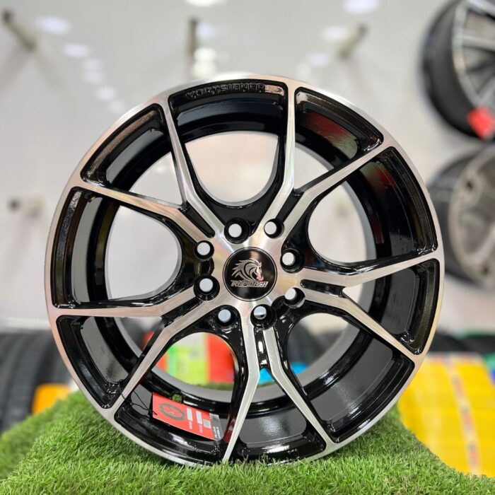 Honda 15 Inch Aftermarket Black and Silver Alloy Rim