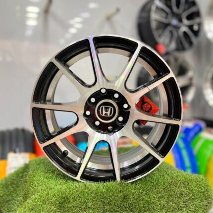 Honda 15 Inch Aftermarket Black and Silver Theme Alloy Rim