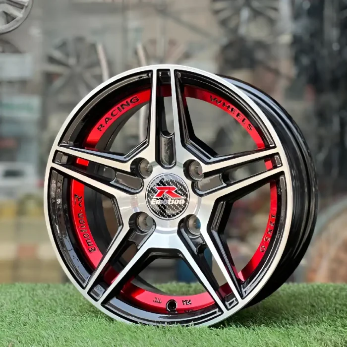12 Inch Car Rims 12 Inch Aftermarket Black & Red Racing Star Alloy Rim