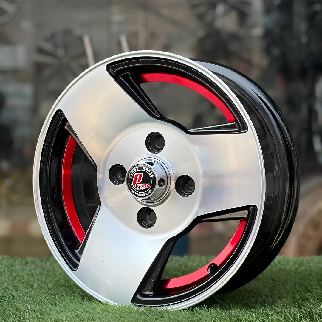 12 Inch Aftermarket Chrome & Red Blade Alloy Rim (1) 12 Inch Aftermarket Chrome & Red Blade Alloy Rim