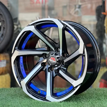 13 Inch Aftermarket Black and Blue Vortex Alloy Rim