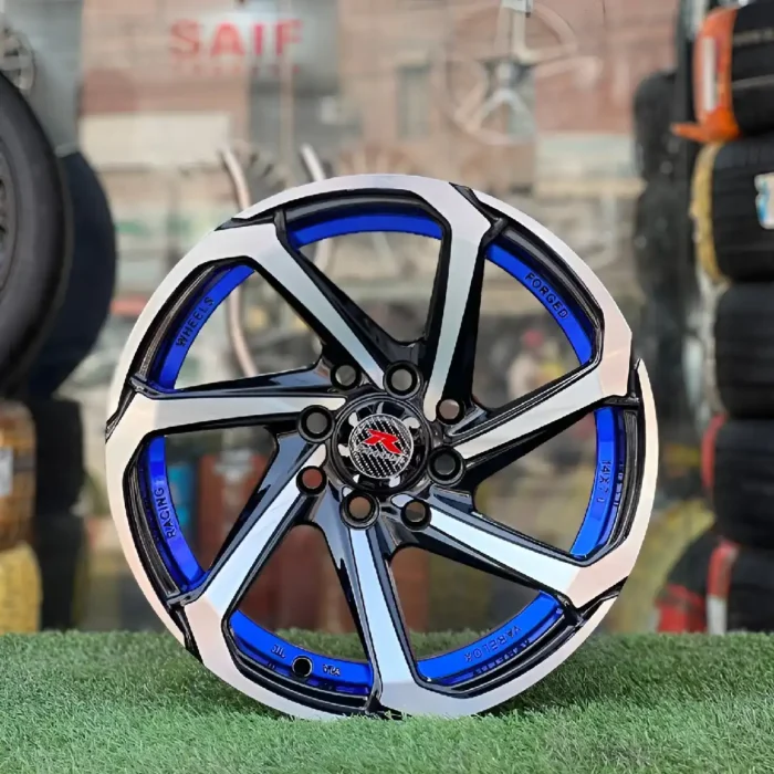 Order 13 Inch Aftermarket Black and Blue Vortex Alloy Rim