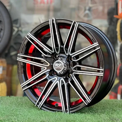 13 Inch Aftermarket Black and Red Fusion Alloy Rim