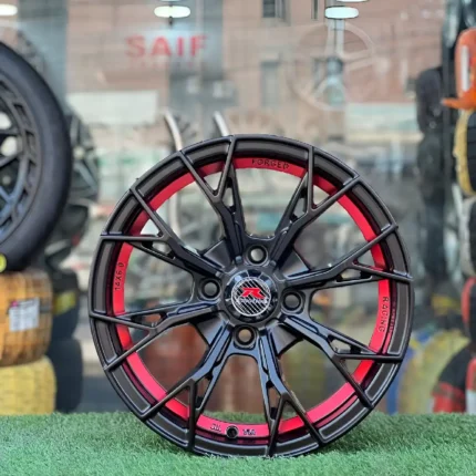 13 Inch Aftermarket Black and Red Tornado Alloy Rim