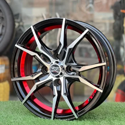 13 Inch Aftermarket Black and Red Web Alloy Rim