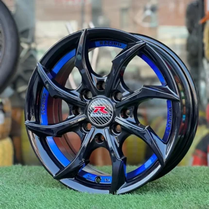 13 Inch Aftermarket Black and Blue Aero Alloy Rim