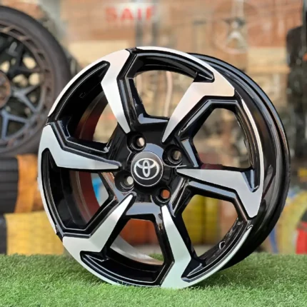 15 Inch Aftermarket Black and Silver Matrix Alloy Rim