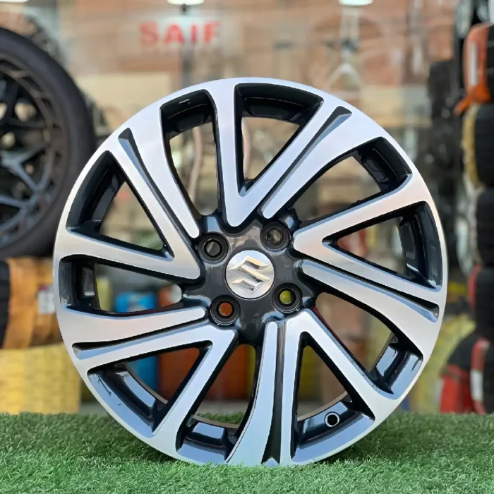 16 Inch Aftermarket Black and Silver Falcon Twist Alloy Rim