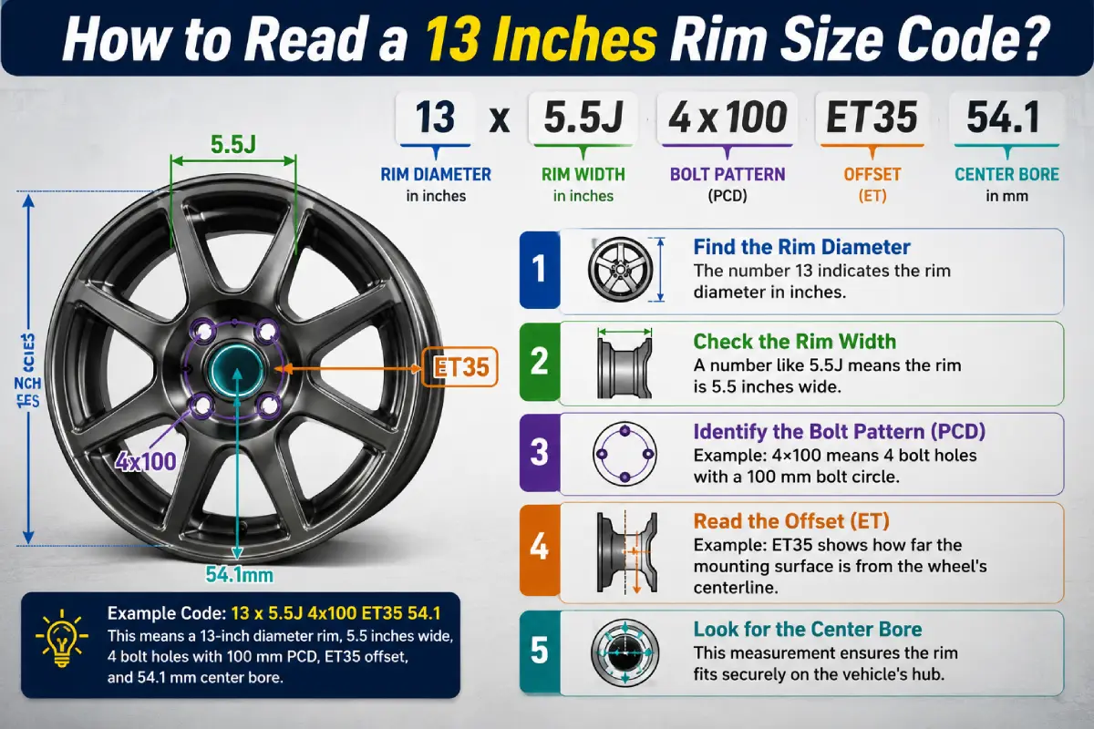 How to Read a 13 Inches Rim Size Code
